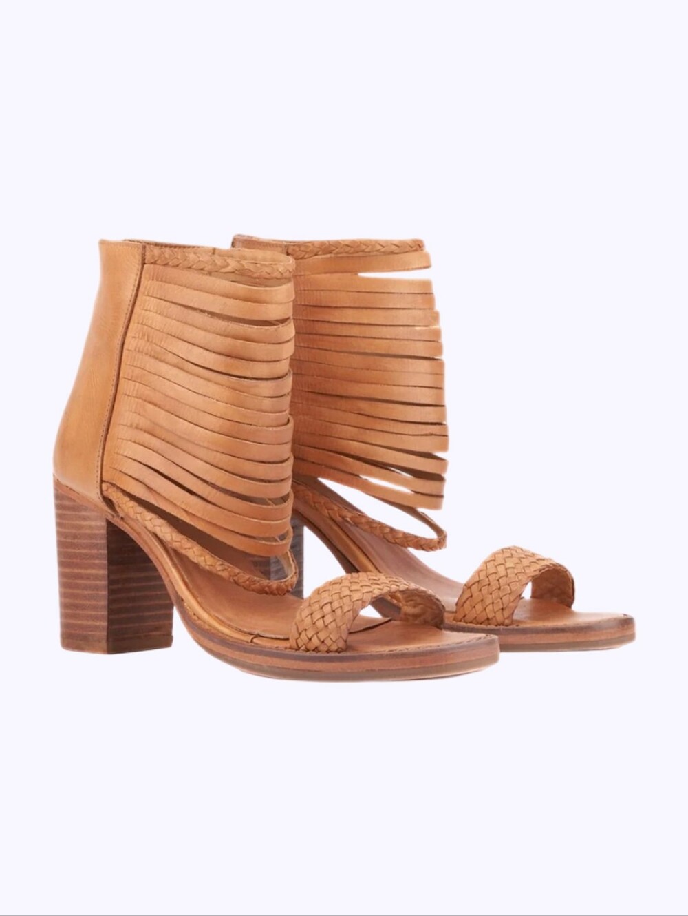 Vintage Foundry Co Leather Tan‎ Women's Leila Block Heel Sandals Size 7.5 New